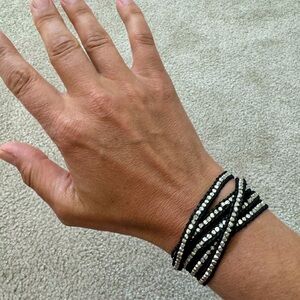 Club Monaco Black and Silver Wrap Bracelet